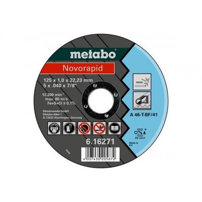 Отрезной круг по металлу 125х22.2x1.0 Metabo Novorapid 617020000, фото 1