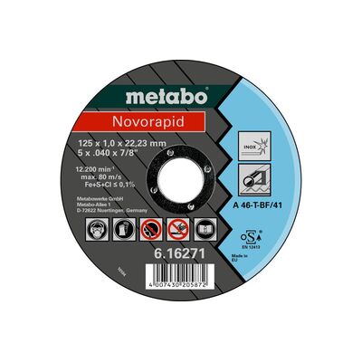 Отрезной круг по металлу 125x22x1.6 Metabo Novoflex 617178000, фото 1