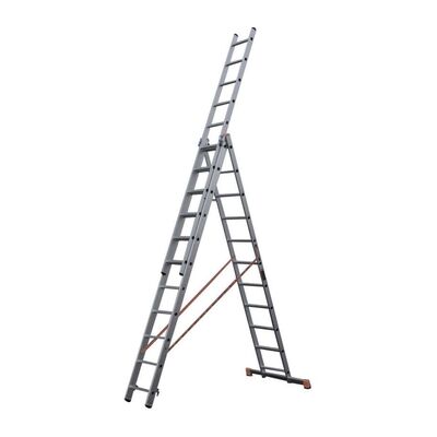 Алюминиевая трехсекционная лестница стремянка Dogrular 4312 - 3x12, фото 1