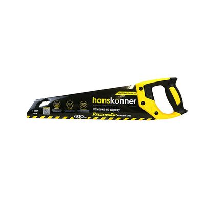 Ножовка по дереву 400мм Hanskonner HK1060-01-4011 11-12 TPI, зуб-3D, SK5, чистый рез, фото 1