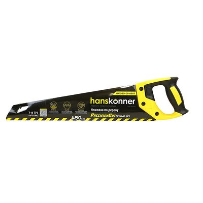 Ножовка по дереву 450мм Hanskonner HK1060-01-4507 7-8 TPI, зуб-3D, SK5, чистый рез, фото 1