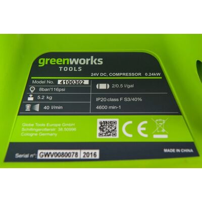 Компрессор аккумуляторный Greenworks G24AC (24v, 2л, без АКБ и ЗУ) 4100302, фото 8