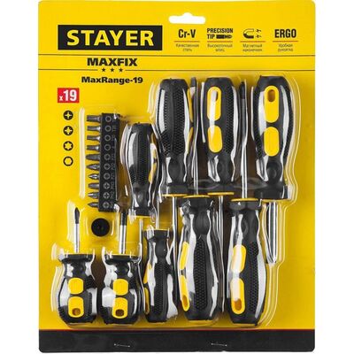 Набор отверток STAYER &quot;MASTER&quot; &quot;MAXFIX&quot; с отверткой-битодержателем и насадками 2513-H19_z01, фото 2