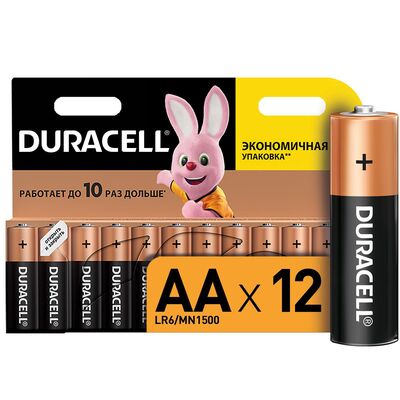 Батарейка алкалиновая Duracell Basic, AA, LR6-12BL, 1.5В, A00658, фото 1