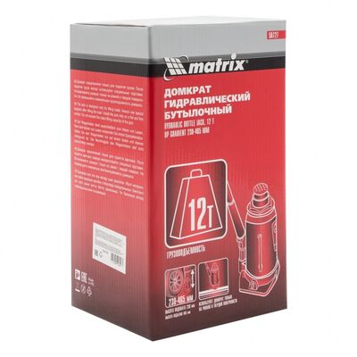 Домкрат гидравлический бутылочный, 12 т, высота подъема 230-465 мм Matrix 50727, фото 10