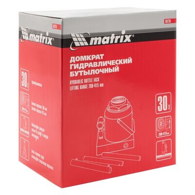 Домкрат гидравлический бутылочный, 30 т, высота подъема 260-415 мм Matrix 50735, фото 12