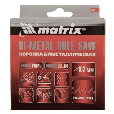Коронка Bimetal, 102 мм Matrix 72491, фото 7
