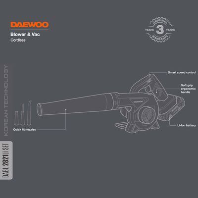 Воздуходув-пылесос аккумуляторный DAEWOO DABL 2821Li SET, фото 13