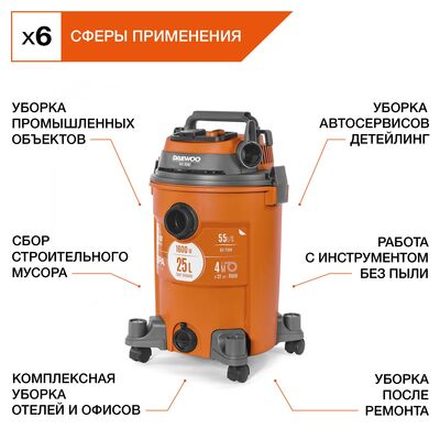 Пылесос строительный DAEWOO DAVC 2500SD, фото 3