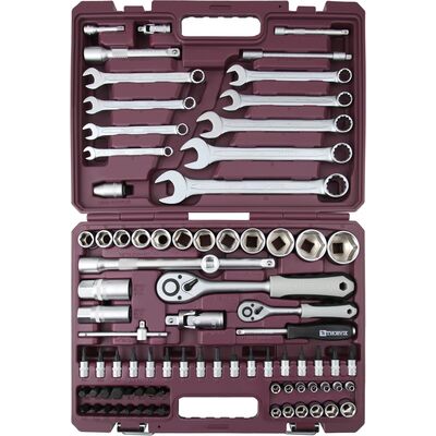 Набор инструмента универсальный 1/4&quot;, 1/2&quot;DR, 82 предмета Thorvik TS082 054007, фото 3