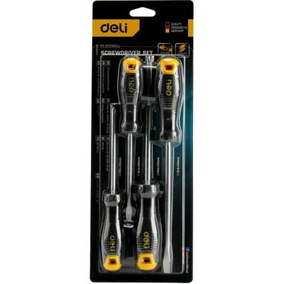 Набор отверток 4шт. SL5x100 + SL6x150 + PH1x100 + PH2x150, Deli DL620004 104546, фото 2