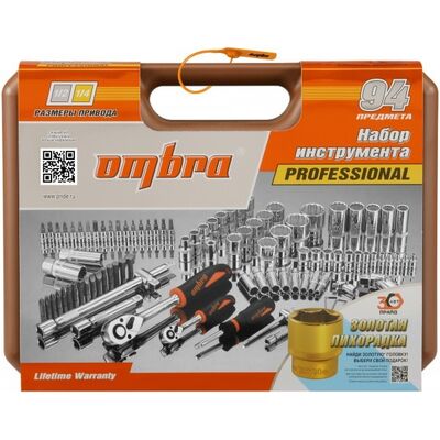 Набор инструмента универсальный 1/4&quot;, 1/2&quot;DR с головками торцевыми 12-гранными 1/2&quot;DR, 94 предмета, Ombra OMT94S12 055378, фото 3