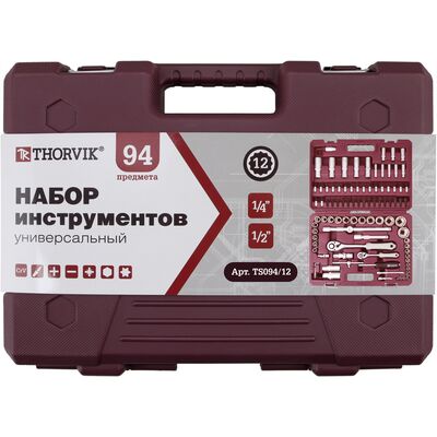 Набор инструмента универсальный 1/4&quot;, 1/2&quot;DR, 94 предмета Thorvik TS094 054010, фото 4