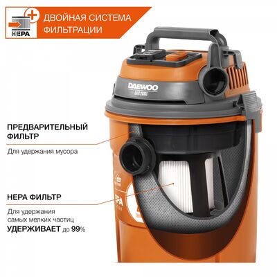 Пылесос строительный DAEWOO DAVC 2516S, фото 4