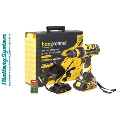 Аккумуляторный шуруповерт Hanskonner HCD1865C 1BatterySystem, фото 1