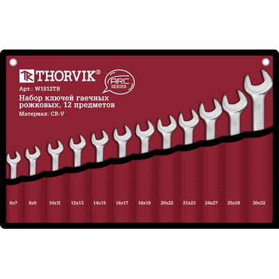 Набор ключей гаечных рожковых серии ARC в сумке, 6-32 мм, 12 предметов Thorvik W1S12TB 052616, фото 1